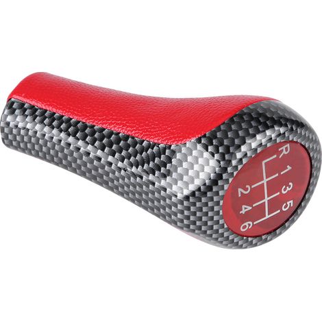 Pommeau de levier de vitesses BMW à 6 rapports, texture fibre de carbone, revêtement rouge (1/5)