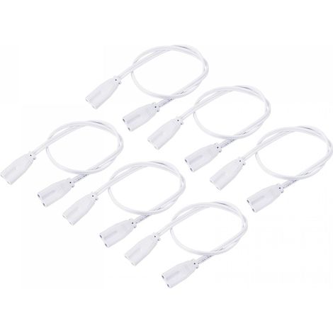 Lampe Connexion Fil pour T4 T5 T8 LED Tube, 40cm 2 Broche Double Terminal Lumiere Liaison Cordons Rallonge Câble Paquet de 6 (1/5)