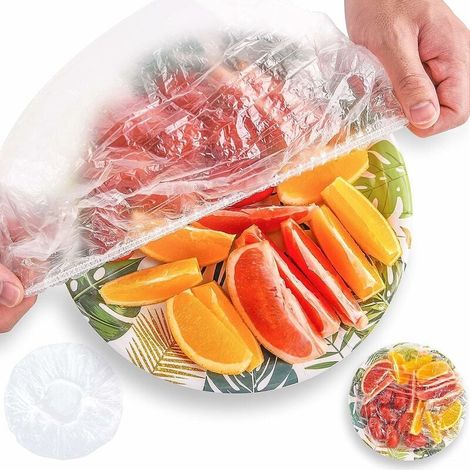 Sacs de Conservation Frais - Couvercles Élastiques Réutilisables pour Bols et Assiettes - 200 Pièces - PE Alimentaire Transparent (1/5)