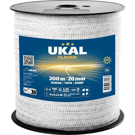 Ruban 20 mm blanc CLASSIC 200 m UKAL