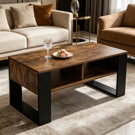 tavolo soggiorno 90x45 con ripiani aperti bicolore HAVRYA (1/5)