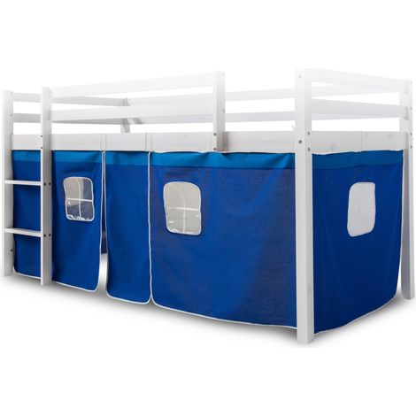 Toile rideau pour lit mezzanine ou surélevé en coton bleu APE06054 (1/5)