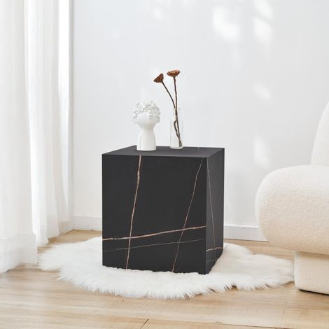 Beistelltisch Ellelu 45x40x40 cm Marmoroptik, schwarz [en.casa]