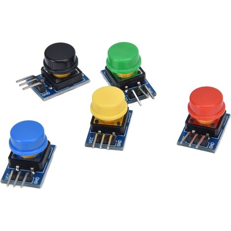 Module de 5 boutons, grand panneau à interrupteurs poussoirs avec couvercles de couleur, blocs de construction électroniques (1/5)