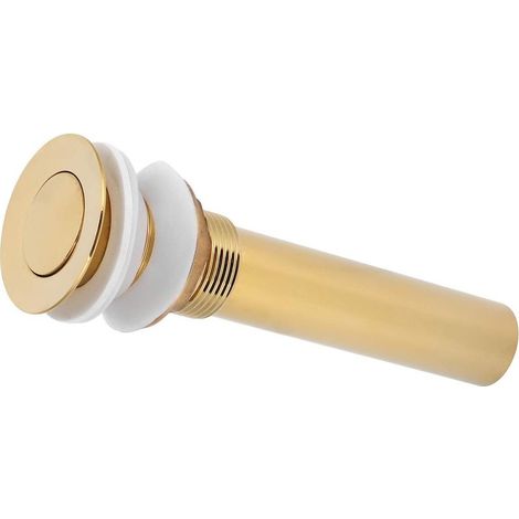 Bonde d'évier, Bouchon de vidange de lavabo Amovible en Laiton et Acier Inoxydable doré, pour Salle de Bain(Rabat doré sans Trous) (1/5)