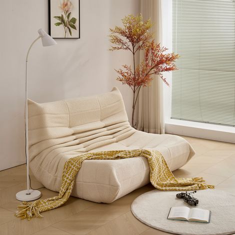 Wohnzimmersofa Teddy-Velours Beige 149x114x82 cm, ergonomisch und pflegeleicht, MIVRY