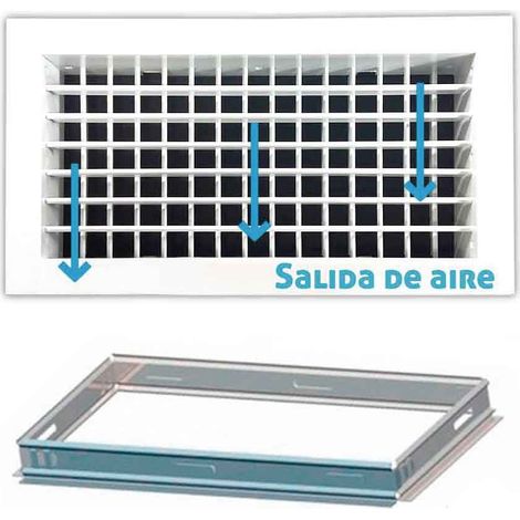 Rejilla de ventilación impulsión doble deflexión blanco+Marco de montaje 700x150 mm 700x150 mm