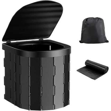 Tragbare Falt-Toilette mit Deckel für Camping, wasserfeste Reise-Toilette, kompakter Klappsitz (1/5)