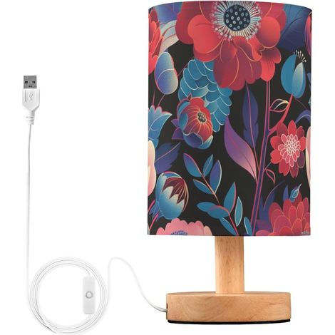 Lampes de table rouges pivoines roses et marguerites pour garçons (1/5)