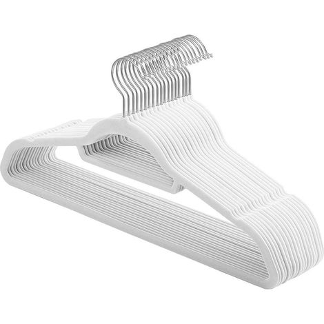 Confezione da 20 grucce antiscivolo in velluto spessore 06 cm salvaspazio gancio girevole a 360° lunghezza 45 cm per cappotti camicie abiti pantaloni bianco 120003419
