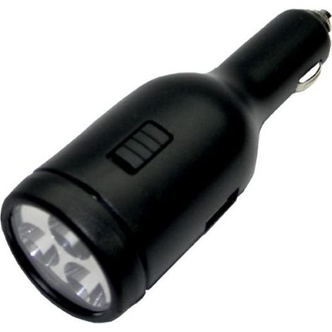 Caricabatterie Alimentazione 12-24V A USB 5VDC 1,5A + torcia elettrica