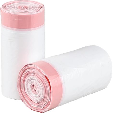 Sacs Poubelle 10L - Lot de 125 - Plastique Translucide Gris - Cordon de Serrage Anti-fuite - Bureau et Maison - 45x50cm (1/5)