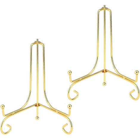 Présentoir de table en fer forgé chic de 10 cm (doré) - Porte-assiettes décoratif pour cadres photo et œuvres d'art-77cm-Golden (1/3)