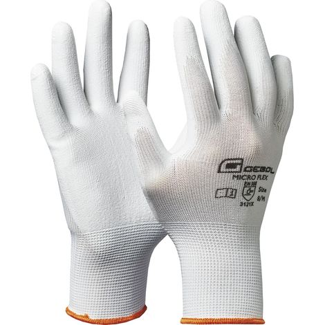 GEBOL Schutzhandschuh Micro Flex Arbeitshandschuh weiß Größe 10 1 Paar (1/5)