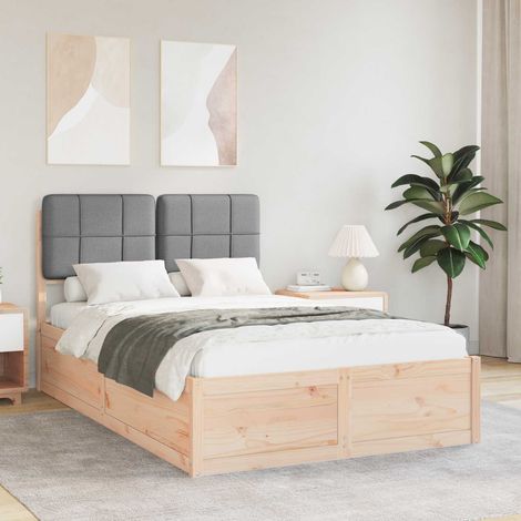 Estructura de Cama con Cabecera Tapizada Gris Claro