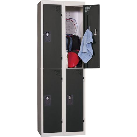 PROVOST - Vestiaire multicases monobloc anthracite - 2 colonnes x 2 cases - Acier