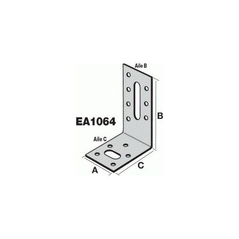 Simpson Strong Tie – Équerre de fixation 40x100x60mm en acier galvanisé S250GD – Épaisseur 2,5mm – Pour bois et béton – Aménagements intérieurs et ossatures