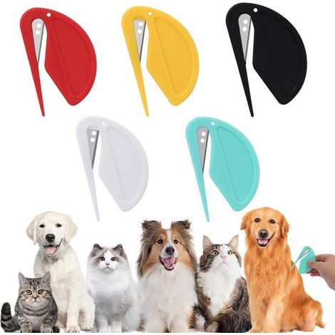 Coltello per districare i nodi del pelo dei gatti, pettine per animali domestici, set per la toelettatura, 5 pezzi, 75 x 5 cm (1/5)
