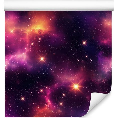 Papel pintado de galaxia en acuarela, color ciruela y morado, para salón y dormitorio, 50x1000 mm. (1/5)