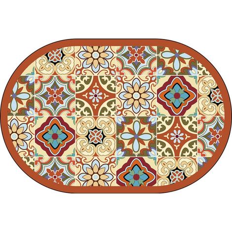 LAN Feuille de lotus avec motif de fleur de lotus - Forme ovale 4060cm (Terre de diatomées) Tapis de sol en terre de diatomées, tapis de bain, très absorbant, antidérapant (1/5)