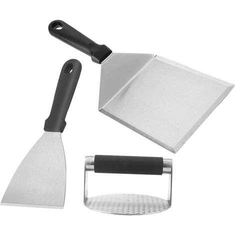 Presse à hamburger en acier inoxydable avec spatule, outil de cuisine pour la préparation des hamburgers (1/5)