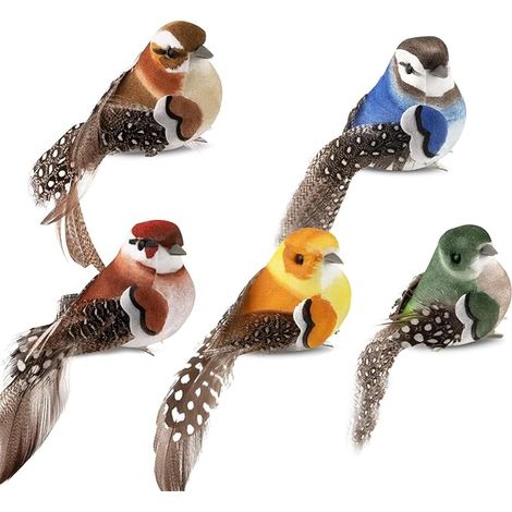 Oiseaux Decoratifs à Suspendre avec Clip, Petits Oiseau Artificiels Ornements, 3D Oiseau en Mousse Artificielle Decoration Jardin Noël Bricolage Artisanat Fête (1/5)