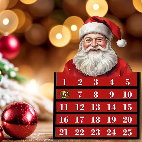 Calendrier De Lavent En Bois - Décoration De Compte À Rebours De Noël Pour Arbre Ou Mur - 24 Cases - Blanc - 30 X 20 X 0,5 Cm (1/5)