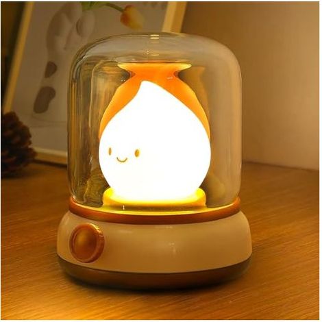 Nachttischlampe, Kinder-Nachtlicht für Schlaf-/Wohnzimmer, dimmbare LED-Nachttischlampe mit warmem Lichtmodus und Kerzenlichtmodus (flackernd), USB-wiederaufladbares Nachtlicht für Erwachsene mit Time (1/5)
