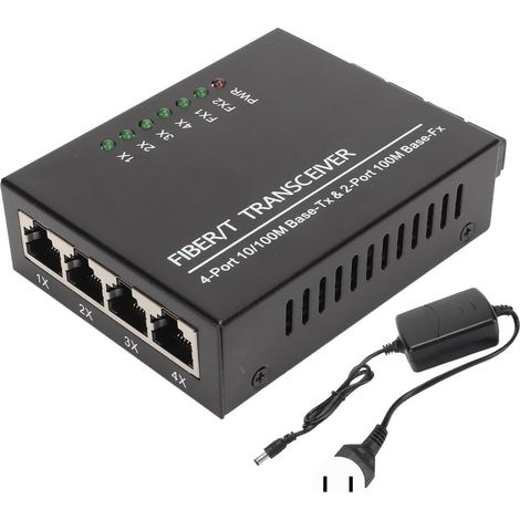 Convertisseur fibre optique monomode double fibre RJ45 100 Mbps plug and play Ethernet vers fibre, prise US 100-240V, boîtier SC. (1/5)