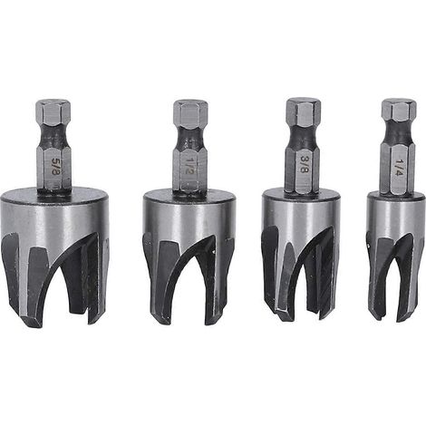 Kegelbohrer-Set, 4-teilig, 1/4 Zoll Sechskantschaft, Klauenform, Zoll, Kegelschneidwerkzeug, Silber