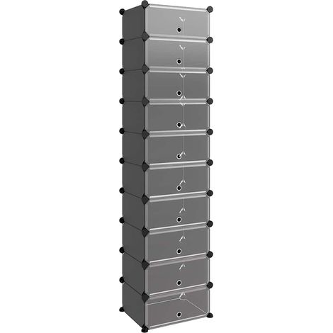 Scarpiera Mobile per scarpe Nera 44x32x174 cm in PP (1/5)