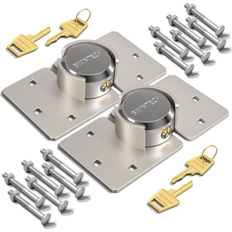 2 Set Hidden Shackle Padlock Avec Plaque de Recouvrement, Serrure de Sécurité en Acier Solide Pour Fourgonnette, Serrure de Porte de Remorque Avec 4 clés Identiques (1/5)