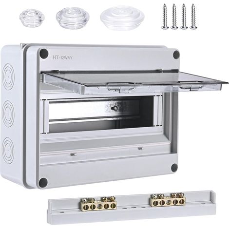 Boîtier de distribution en saillie, boîtier de protection étanche IP65, idéal pour le jardin ou les espaces extérieurs, conforme aux normes des pièces humides (12 modules) (1/5)