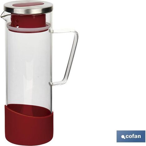 Brocca di vetro borosilicato Capacità: 1300 ml Vari colori Dimensioni: 27,5 x 16,5 x Ø10 cm