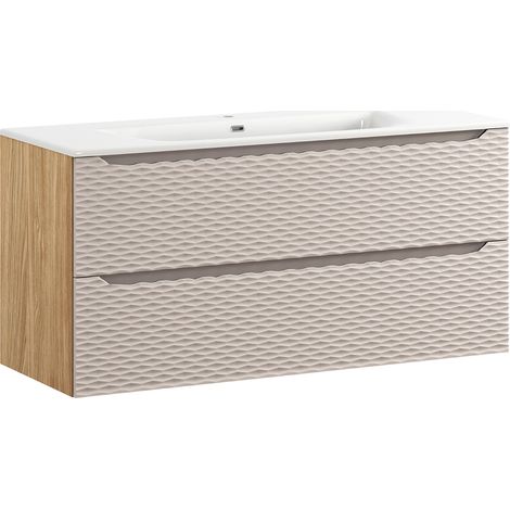 Waschtisch 120cm, Eiche mit beige, OLUO-56-BEIGE (1/5)