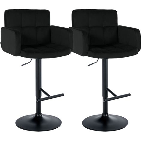 Set di 2 sgabelli da bar Los Angeles in velluto nero nero (1/5)