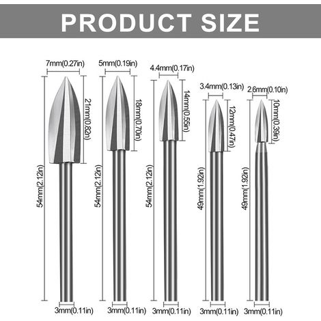 Ensemble de 20 limes rotatives en acier rapide pour la sculpture sur bois ensemble de forets de 1/8 pouce pour outils Dremel