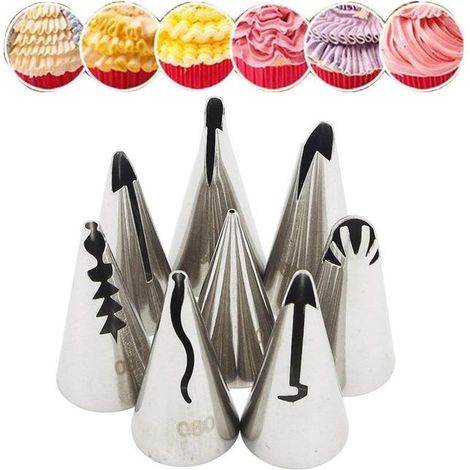 7 boquillas de acero inoxidable para decorar pasteles, tartas, galletas y cupcakes (1/5)