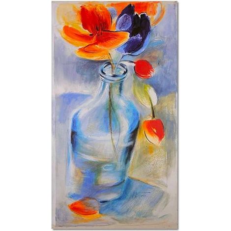 Tableau fleurs colorées dans un vase en verre - 70 x 100 cm