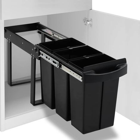 Poubelle amovible de cuisine-Bac à ordures de cuisine fermeture en douceur 36 L 976313 (1/5)