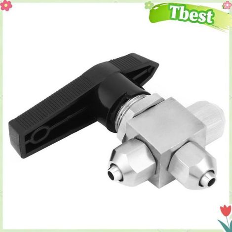 Tbest Vanne Robinet à tournant sphérique à 3 voies en acier inoxydable 304, robinet à tournant outillage materiel Diamètre 64 (1/4)