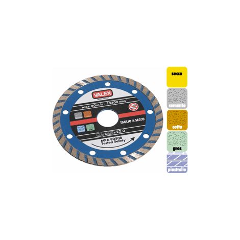 Disco diamantato turbo 230 mm 230x3x22,2 valex piastrelle cotto smerigliatrice