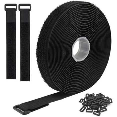 Sangles de Câble Réglables 10mx2cm Avec 50 Boucles Attache Cable Scratch Réutilisable Collier Câblage Découpables Bande pour Attacher Câbles,Tuyaux,Conduits - (1/5)