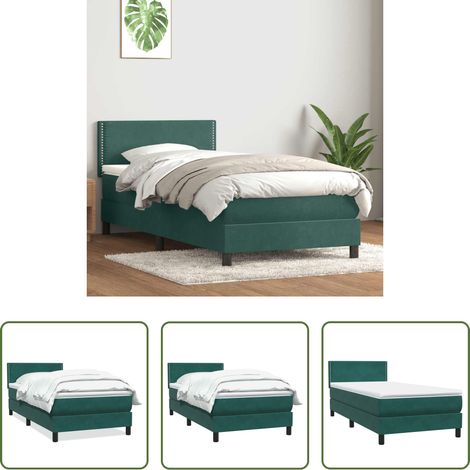 Matratze - Boxspringbett mit Matratze Dunkelgrün 80x220 cm Samt (1/5)
