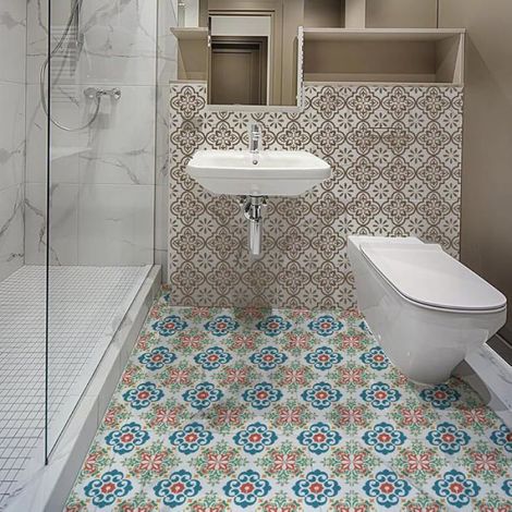 Pochoir Carrelage - 4 Modèles Fleuri Damassé - 20 x 20 cm - Réutilisable - Pour Décoration Murale Sol Porte Mobilier - 4 Pièces (1/5)