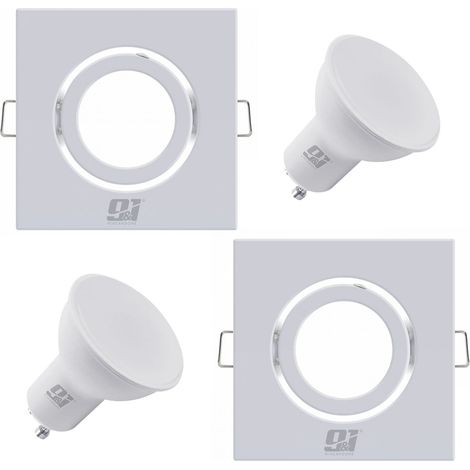 ORION91 PACK X 4 UNIDADES 80X80 ARO BASCULANTE CUADRADO BLANCO GU10 LED incluidas - SPAZIOLUZIO