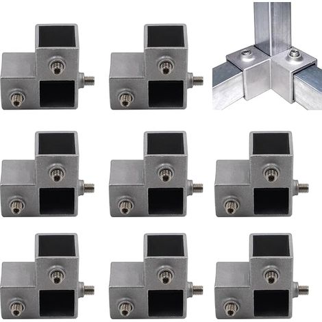 8 Pièces Connecteur de Tube Carré,Raccord de Tuyau en Aluminium L Forme 3 Voies pour Raccordement de Tuyaux Carré 25x25 mm (1/5)