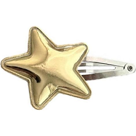 Joli clip cheveux étoile PU cuir barrette douce côté BB clip doré, accessoire coiffure mignon élégant femme fille. (1/4)