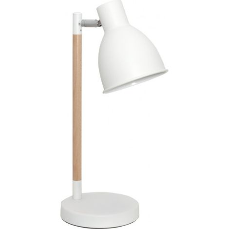 Lampada da tavolo delza 1xe27 h.45xd.25cm bianco/legno naturale