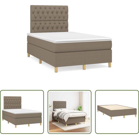 Matelas à ressorts ensachés - Sommier à lattes de lit avec matelas taupe 120x190 cm tissu (1/5)